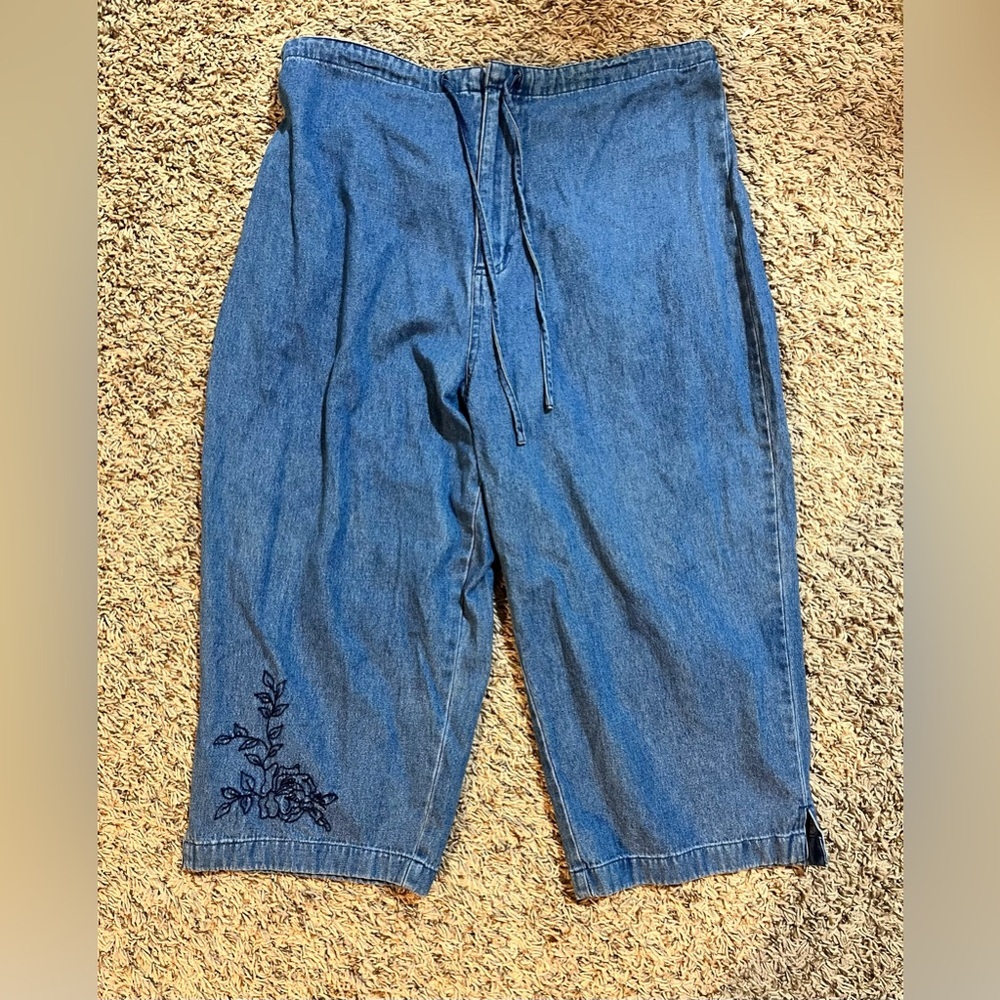 Vintage Shaver Lake Cotton Capri Pants Cinch elastic Waist - Picture 2 of 9